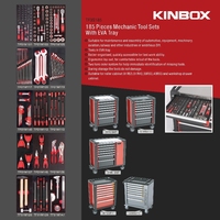 Kinbox 7 cajones tipo de peso herramienta de cinturón 185 Uds Kit de herramientas taller automotriz Gabinete de acero caja rodante Industrial carro de herramientas