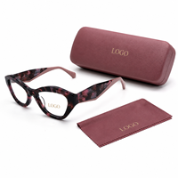 Monture de lunettes optiques œil-de-chat géométrique moderne en acétate pour femme, rétro, bicolore contrastant, branches écaille de tortue, logo personnalisé