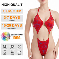 Haut de bikini pour femme avec chaînes dorées, pantalon exotique en cristal AB, vêtements moulants sexy pour femme, tenue de danse