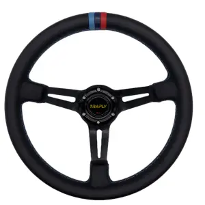 Universal 14 Inch Super Fiber Leather Sports Racing Steering Wheel With Customizable Tricolor Strip And Horn