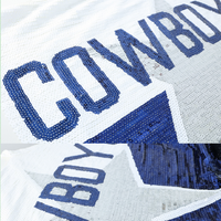Nouvelle arrivée, robe t-shirt en jersey à col rond et paillettes pour femme, pour le jour du match
