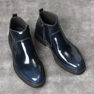 Botas de cuero para hombre estilo inglés con relieve Brook, botas cortas de cuero brillante, botas Chukka de verano - Product Image 5