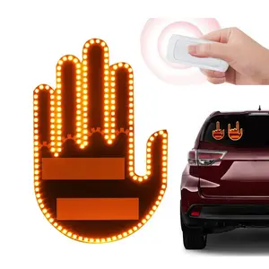 Lampu jari mobil lucu, dengan Remote Road Rage Signs lampu gerakan jari tengah Amber otomatis lampu rem peringatan jari tengah