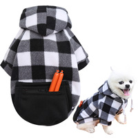 Vêtements d'hiver rétro durables à carreaux pour chiens, en polaire douce avec fermeture éclair arrière et rangement, gamme complète de tailles pour l'approvisionnement des magasins d'animaux
