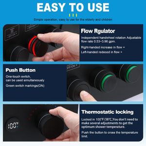 <span class=keywords><strong>Douche</strong></span> de <span class=keywords><strong>plafond</strong></span> à effet pluie noir mat 16 pouces, système de <span class=keywords><strong>douche</strong></span> numérique thermostatique en laiton avec robinet de température à bouton-poussoir - Product Image 3