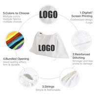 Pochette de protection anti-poussière en coton blanc brossé doux de qualité supérieure avec cordon de serrage, impression personnalisée du logo de la marque pour sac à main de luxe