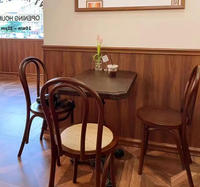 Restoran Set perabotan Retro kecil meja bulat anyaman kursi sandaran meja kopi santai meja makan kursi restoran
