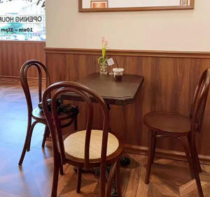 Ensemble de meubles de restauration rétro petite table ronde chaise à dossier en osier table basse de loisirs table à manger chaises de <span class=keywords><strong>restaurant</strong></span> tables - Product Image 5