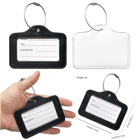 Label Bagasi Kulit PVC Berkilau Emas untuk Perjalanan, Tag Nama Alamat ID, Tag Bagasi PU Putih Sublimasi