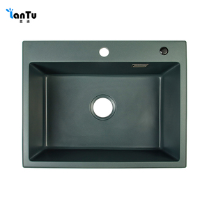 Thiết kế bể đơn củ<span class=keywords><strong>a</strong></span> bồn rử<span class=keywords><strong>a</strong></span> nhà bếp bằng đá Granite thạch anh đen cung cấp một không gian làm sạch rộng rãi cho nhà bếp - Product Image 5