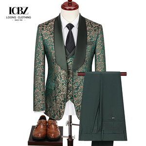 Doppels chlitz anzug für Männer Frühling Neues Host Performance Kleid Lässig Großer dreiteiliger Jacquard Herren anzug - Product Image 2