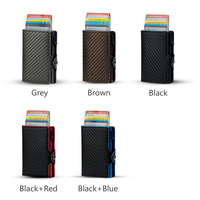 Dompet Lipat Serat Karbon Anti Maling Anti RFID Kulit Otomatis untuk Pria - Promo!