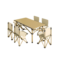 Meubles de patio en acier métallique pliables légers en gros, ensembles de table et de chaises pliantes portables pour l'extérieur, camping, plage, extérieur, hall