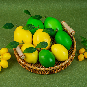 Modèle de fruit artificiel en plastique fait main, écologique, léger, simulation de citron, vert/jaune, pour l'éducation précoce et la décoration intérieure, 70g - Product Image 2