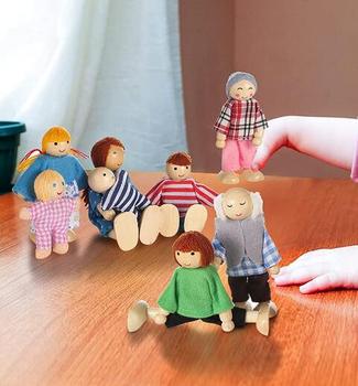 Famille De 8 Poupées En Bois Souple Pour Maison De Poupée - Neuf - 10cm