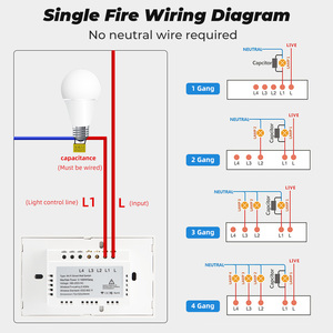 Interrupteur mural intelligent Wi-Fi tactile avec fil neutre 433 MHz en PC 220 V / Compatible Alexa <span class=keywords><strong>Google</strong></span> <span class=keywords><strong>Home</strong></span> pour interrupteurs muraux Bluetooth - Product Image 6