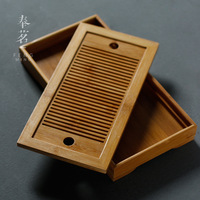 Plateau à thé portable en bambou, nouveau style chinois, design long et carré, multifonctionnel, fait main, pour bureau, hôtel et voyage