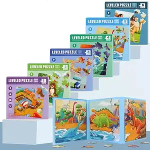 Nieuw Ontwerp 3 In 1 Geëgaliseerd Educatieve Puzzels Uitdaging Patroon Puzzels Papier Magnetische Puzzel Boek Speelgoed Voor Kinderen