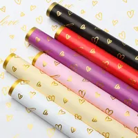 Papier d'emballage en forme de cœur pour les amoureux du papier Ouya à bordure dorée, papier d'emballage pour fleurs, bricolage, fait main, imperméable, vente en gros