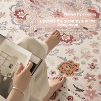 Tapis pour salon, tapis de chevet bohème antidérapant pour chambre à coucher, style ethnique vintage, imperméable, compatible avec l'aspirateur