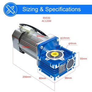 Bemonoc มอเตอร์เกียร์หนอน120W 110V 50/60Hz 18RPM แรงบิดสูงพร้อมตัวควบคุมความเร็วอัตราส่วน CW ccw 1:80 - Product Image 3