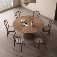 Table à manger ronde minimaliste moderne du milieu du siècle, style nordique, avec plateau rotatif en bois de noyer massif, pour la maison, le bar, la cuisine, le restaurant