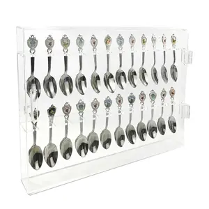 Wandmontage Acryl Lepel Organizer Acryl Souvenir Lepel Display Case Met Magneet Deur Helder Acryl Lepel Display