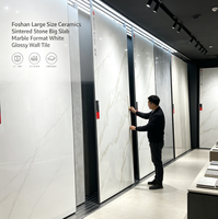 HILITE Foshan White Glossy Sintered Stone Big Slab 1600 3200 6mm Book Match untuk Dekorasi Dinding Latar Belakang TV