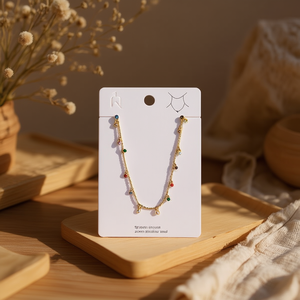 Collier en acier inoxydable avec pendentif en zircon, plaqué or, style bohème, breloque colorée, bijoux tendance - Product Image 2