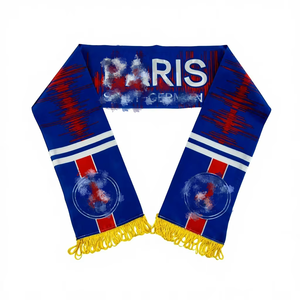 وشاح مشجعي كرة القدم بالجملة مطبوع عليه شعار المنتخب الوطني والنادي، وشاح مخملي من جانب واحد مع شرابة - Product Image 2