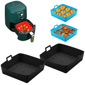 Tapis de cuisson et plateau en silicone réutilisables pour friteuse à air, revêtement antiadhésif résistant à la chaleur de qualité alimentaire, tapis de grillade polyvalent avec poignées - Product Image 3