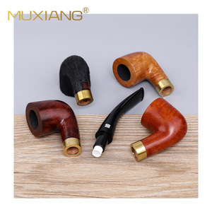 Muxiang Briarwood Smoking Pipe Bent Type With Metal Ring Handmade Tobacco Pipe Custom Made - Product Image 5