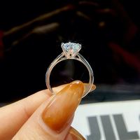 GRA Certifié Argent Sterling 925 Or 18k Plaqué Rhodium 0.5Ct Round Cut VVS1 D Color Moissanite Ring Wedding Jewelry for Women