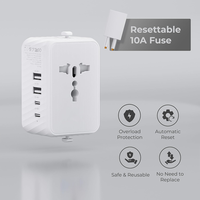 Adaptateur de chargeur de voyage universel tout-en-un 17W, prise universelle mondiale, 2 USB, 2 Type-C pour une utilisation mondiale, courant nominal de 6A
