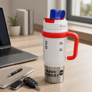 Portable Vacuum Stainless Steel Insulated <b>Tumbler</b> <b>with</b> <b>Handle</b> <b>Straw</b> <b>and</b> 6-12 Hours Thermal Performance for Office Travel - Product Image 6