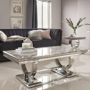 Sofá conjunto sala de estar moderna mesa de café mesa de mármore cinza mesas de café venda quente no Reino Unido