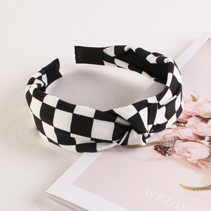 Mật Ong Mới Đơn Giản Màu Đen Và Trắng rô Headband Trang Điểm Rửa Mặt Cố Định Tóc Cao Headband Tóc Phụ Kiện Cho Phụ Nữ - Product Image 6