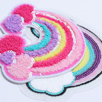 Patchs en feutre Macaron Arc-en-ciel Nuage |   Broderie Mixte Paillettes & Chenille Thermocollante et à Coudre, Flexible, Écologique, pour Décoration de Chapeaux DIY