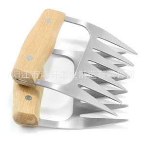 เครื่องตัดเนื้อกรงเล็บหมีสแตนเลสพร้อมด้ามไม้สำหรับบาร์บีคิวและหั่นเนื้อสเต็กอกไก่ - Product Image 3