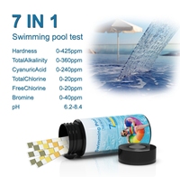 Bandelettes de test multiparamètres 7-en-1 pour piscine, 50 unités, kit de test de chlore, pH, dureté et eau salée pour piscine, spa et bain à remous