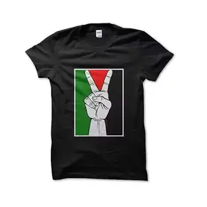 工厂定制经典设计个人包装巴勒斯坦国旗男女通用有机棉印花t恤