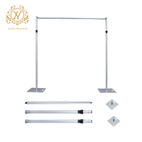Support métallique horizontal réglable en alliage d'aluminium, cadre télescopique pour rideau, support de fond pour décoration intérieure/extérieure