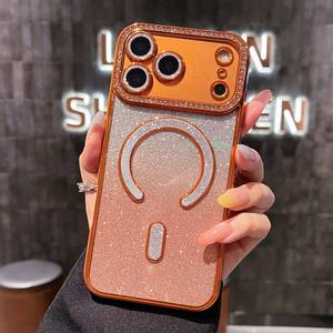 Funda Magnética <span class=keywords><strong>de</strong></span> Lujo con Degradado <span class=keywords><strong>de</strong></span> Diamantes para iPhone 17 Pro Max 17 Air, Cubierta Suave con Revestimiento para iPhone 16 15 14 13 12 Pro Max 16 Plus - Product Image 2