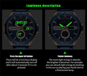 Reloj Digital CURREN 8384 para Hombre, Diseño Casual, Cronógrafo de Acero Inoxidable, Luminoso LED Dorado, Reloj Original para Hombre + Caja - Product Image 4