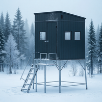 Abri de chasse préfabriqué de luxe avec vue à 360°, abri camouflage professionnel en structure acier, maison de tir résistante aux intempéries pour chasseur