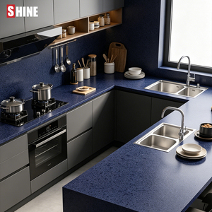 Laje de Quartzo Engenheirado Azul Diamante de Qualidade Estável para Projetos de Reforma de Apartamentos e Escritórios - Product Image 4