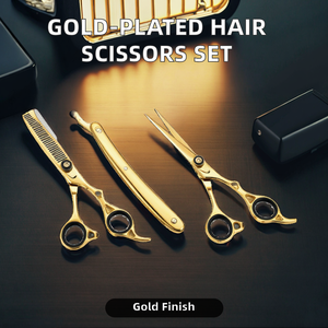 ชุดกรรไกรตัดผมและจัดแต่งทรงผมสำหรับคนถนัดขวา ทำจากสแตนเลสคุณภาพสูง พร้อมกรรไกรซอยผม มีดโกนตรง และกล่องเก็บ - Product Image 2