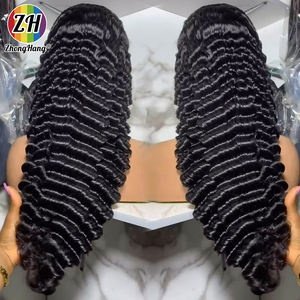 Perruque frontale en dentelle HD 13x6 en cheveux humains bruts, perruque brésilienne en cheveux humains ondulés profonds de 30 pouces, densité 250, pré-épilée - Product Image 1