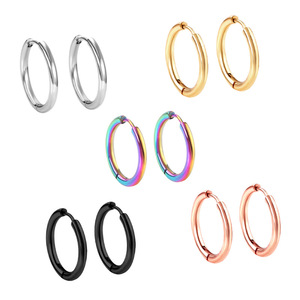 Trendy 18K Gold Plated Stainless Steel Round <b>Huggie</b> Hoop <b>Earrings</b> | Unisex Fashion <b>Earrings</b> for <b>Men</b>, Women, & Students - Product Image 3