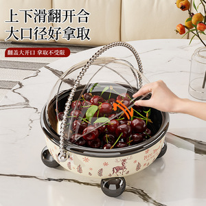Christmas Fruit <b>Basket</b> With Lid Round <b>Plastic</b> Snack Holder For Home Decor Holiday Party Gift Storage Container - Product Image 3